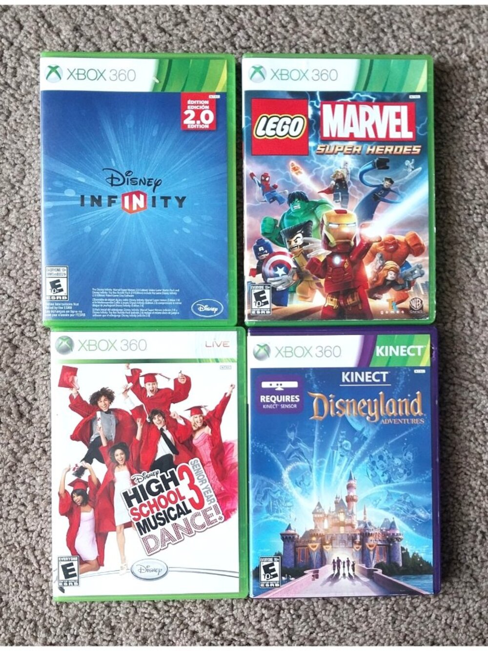 Xbox 360 Games Lot Disney Infinity Lego Marvel High School Musical Disneyland